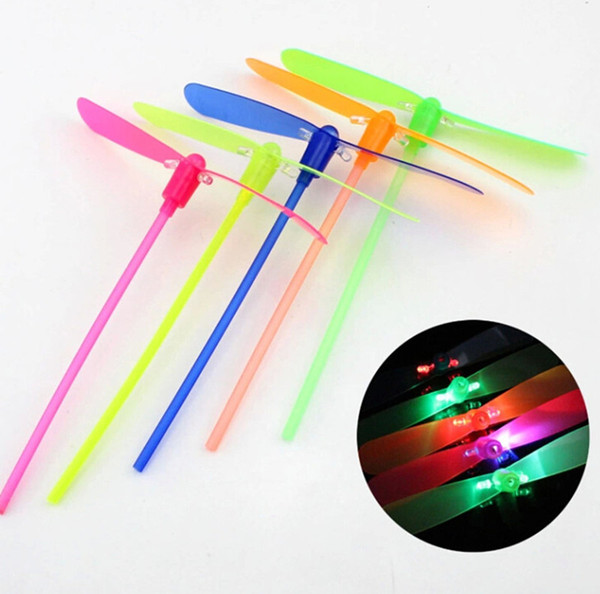 Led Luminous Toy Flying Bamboo Dragonfly Light Up Plastic Fly Toys For Kids Birthday Party As Gift