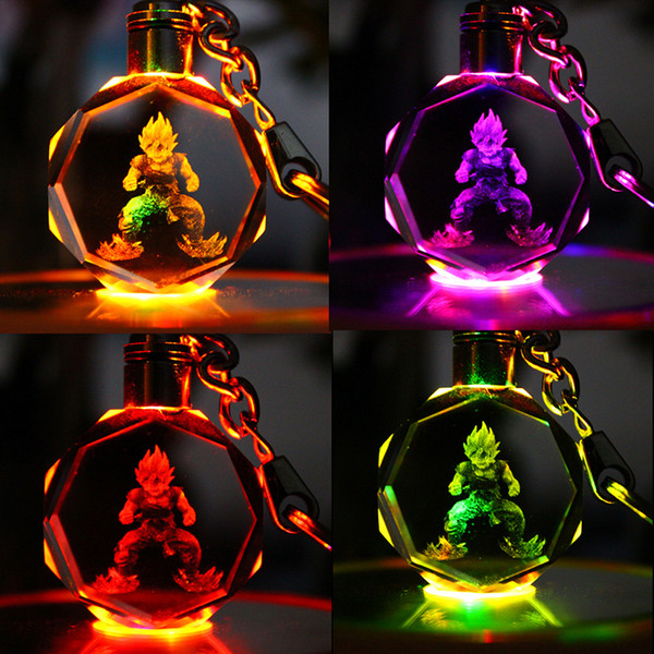 Dragon Ball Z Anime Keychain led kids toys props and classic gift set FPS keychain Cool metal crystal gem pendant Game Animation Accessories