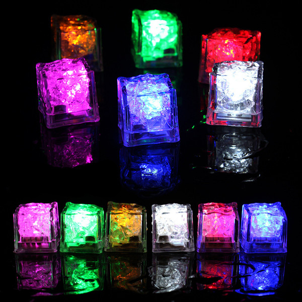 7 Color Flash Ice Cube Water-Actived Flash LED Light Put Into Water Drink Flash Automatically for Party Wedding Bars Christmas toys B