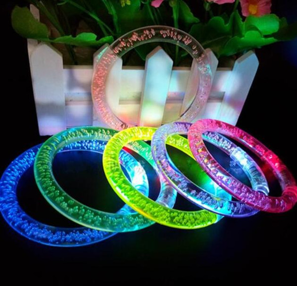 LED Flash Bracelet Glitter Glow Light Hand Ring Sticks Luminous Crystal Gradient Colorful Bangle Stunning Dance Party Christmas Gift