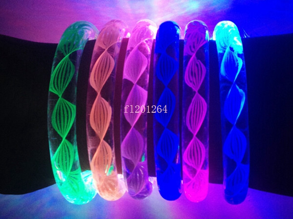 New Thread Style Flash Light LED Bracelet Acrylic Bangles Fluorescent Bracelets For Party Bar Concert 100pcs/lot