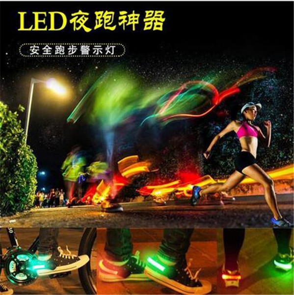 hot Bike Cycling Sports Shoes Wrist Safety Signal plastic LED shoe Clips flash luminous Led Light Shoe Clip with OPP bag D698