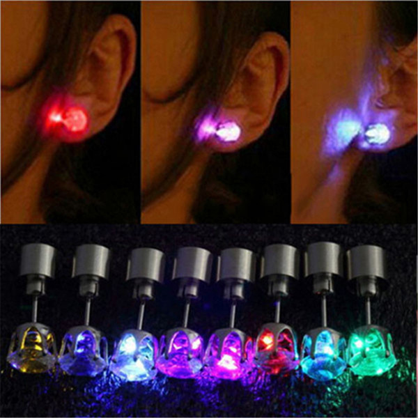 LED Stud Flash Earrings Hairpins Strobe LED Earring Lights Strobe Luminous Earring Party Fashion Studs Lights For Christmas Gift Halloween