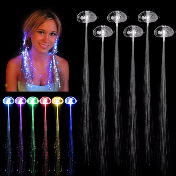 Luminous Light Up LED Hair Extension Flash Braid Party girl Hair Glow by fiber optic For Party Christmas Halloween Night Lights Decoration S