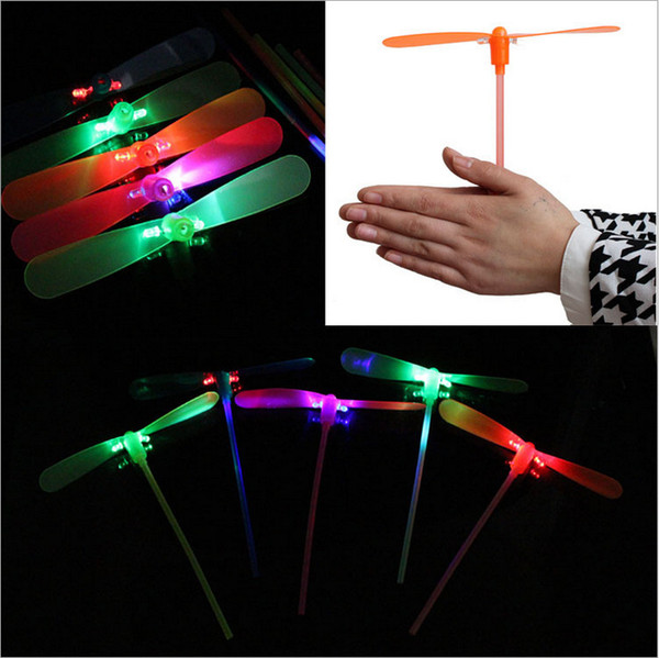 2018 Fashion Led Lighted Flying Bamboo Dragonfly Helicopter Boomerang Frisbee Flash Children Kids Boys Toys Christmas gift DHL FREE SHIPPING