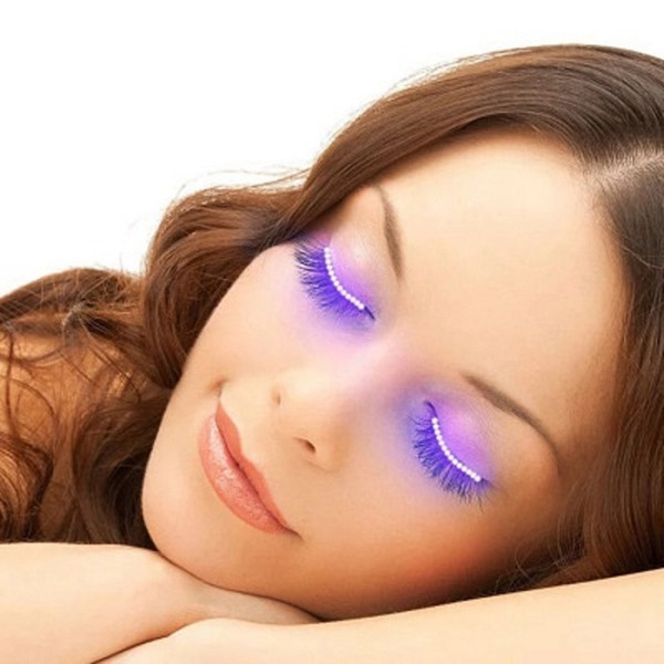 LED Eyelash Lamp Fashion Glowing Eyelashes LED Light Eyeliner Double Eyelid Stickers Colorful Voice-activated Light Eyelash Lights Nightclub