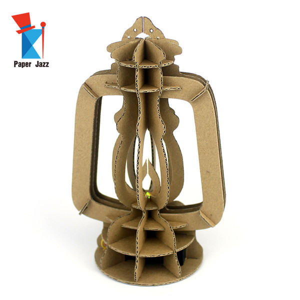 Home Decoration DIY Desk Lamp LED Cardboard Antique Lantern 3d puzzle Model Gifts for Home Decoration