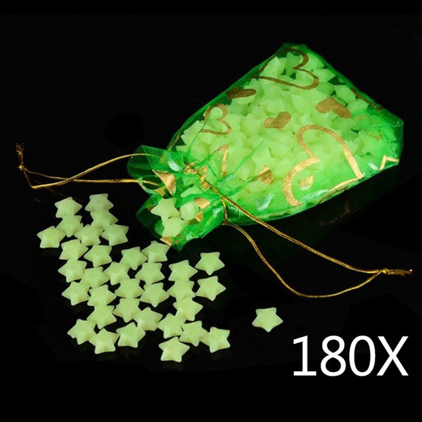 180Pcs Stars Glow in the Dark Luminous Fluorescent Plastic Wall Decoration for Kid Home for Wedding