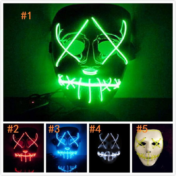 LED Light Mask Up Funny Mask from The Purge Election Year Great for Festival Cosplay Halloween Costume New Year Cosplay