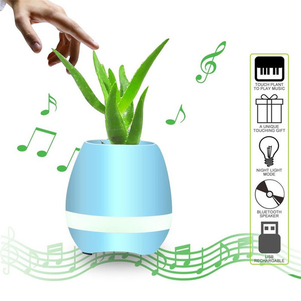 Creatives Touch Wireless Bluetooth Flowerpot Mini Subwoofer Speaker with LED Multiple Colors Home Smart Plant Office Mp3 Music Player Pot