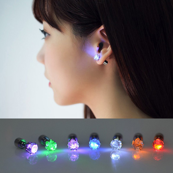 100 Pair Light Up LED Unisex Earrings Studs Flashing Blinking Stainless Steel Earrings Studs Dance Party Accessories AIJILE