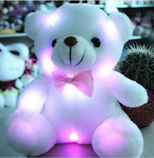 J242 Kawaii!! New Arrival 20cm LED Soft Colorful Glowing Small Animal Bear Stuffed Doll Plush Toys Kids Gifts Wholesale