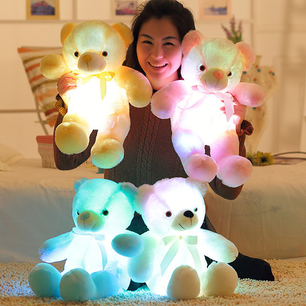 HOT Sale 50cm Creative Light Up LED Teddy Bear Stuffed Animals Plush Toy Colorful Glowing Teddy Bear Christmas Gift for Kids