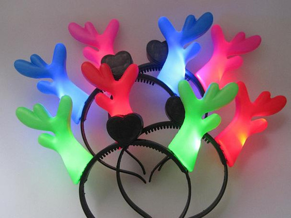 Lot Luminous antlers LED lighting christmas deer horn hairpin headband best christmas gifts for children 4colours Free 