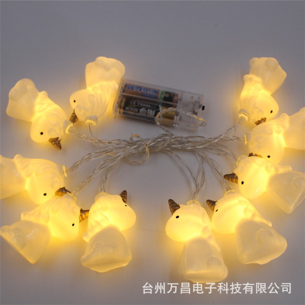 Warm creative new 10 lamp Unicorn battery string lights Christmas tree led children bedroom bedroom night light