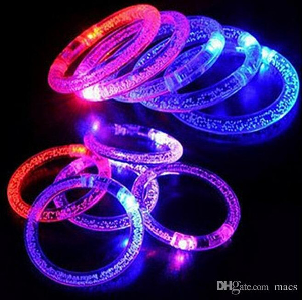 8.5cm Acrylic Glitter Glow Flash Light Sticks LED Crystal Gradient Color Hand Ring Bracelet Bangle Creativity Dance Party Supplies Toy