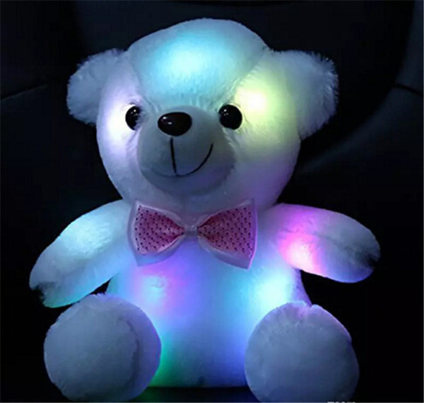 20cm Creative Light Up LED Teddy Bear Stuffed Animals Plush Toy Colorful Glowing Teddy Bear Christmas Gift for Kids