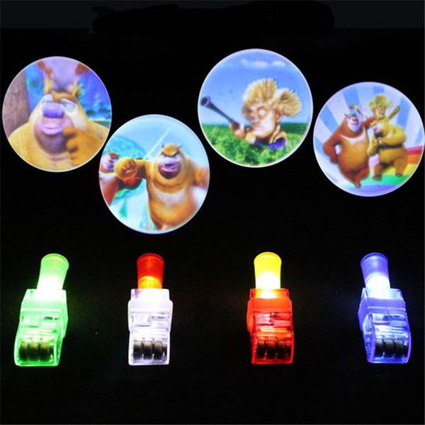 1Pcs Projection Finger Light LED Lamp Strange New Light-emitting Electronic Toys Gifts Luminous Hand Ring 4 Colors Random Shiping