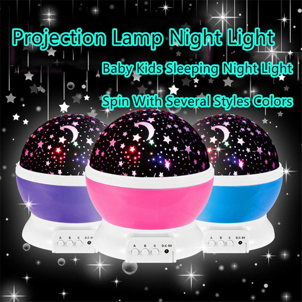 Romantic Rotating Spin Night Light LED Projector with Starry Sky/Doraemon/Paul Homme/Hello Kitty Children LED Lighted Toys USB Lamp DHL free