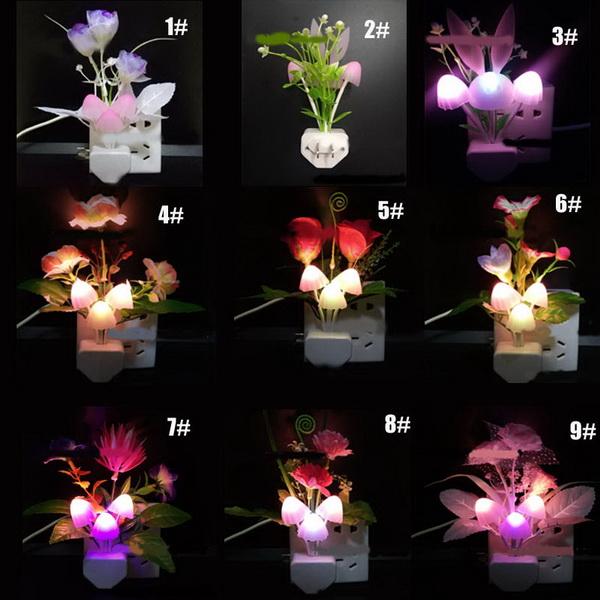 Wholesale Flower LED Night Light Artificial Plants Leavs, Mashroom Night Light Creative Light BedRoom Party Onaments Hot Sale