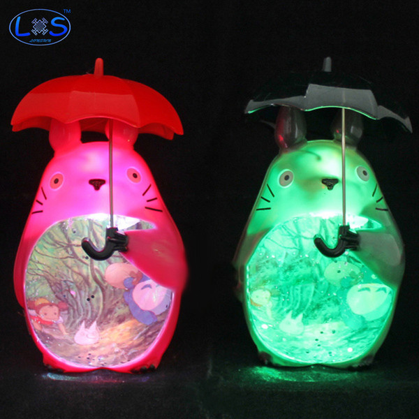 (LONSUN)1Pcs LED Colorful Gradient Luminous Hayao Miyazaki Animation Totoro Toys Christmas Furnishing Articles Kids Gift