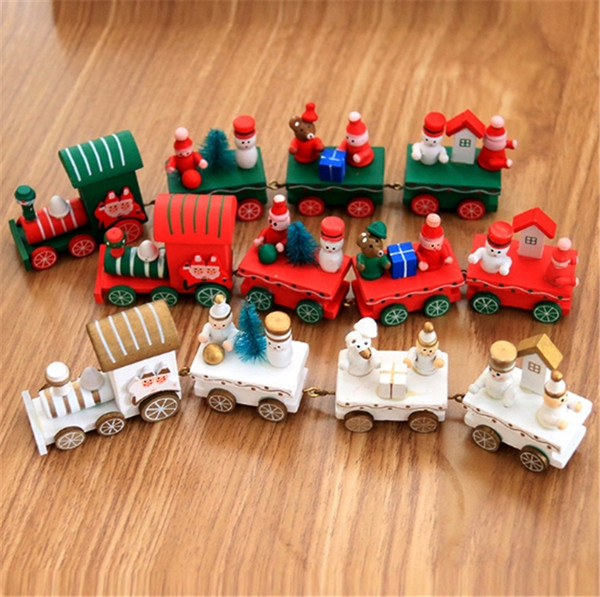 new style Xmas Trains Christmas for kids gift Wooden trains Christmas showcase ornaments children Toy car T5I023