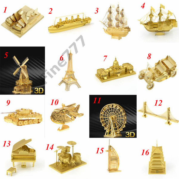 Adults and Kids 210 Designs Metal 3D puzzles Toys model DIY Aircraft Cars Tanks Tie Fighter Planes 3D Metallic Nano building puzzle