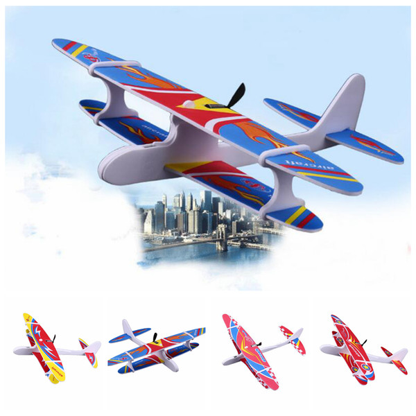 4styles Kids Electric Aircraft Toy Airplane Model Hand Throw Plane Foam Launch Flying Glider Plane For Children Outdoor Game Toy FFA2015