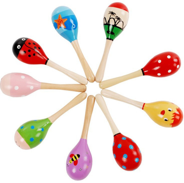 Wooden Toy Rattle Cute Mini Baby Sand Hammer baby toys musical education 1203#03