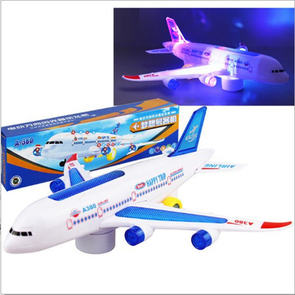 Electric Aircraft Modle Plastic Airbus A380 ,Electric flash light sound toys,Plane universal airplane toy for kids