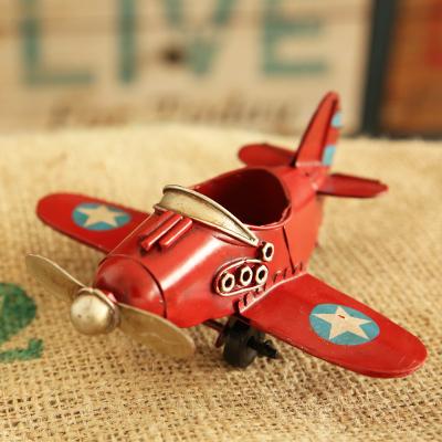 Europe Ace of Aces Red/Blue/White/Yellow Iron Fighter Model Retro Small Plane Desk Decoration for Boy Gift DEC098