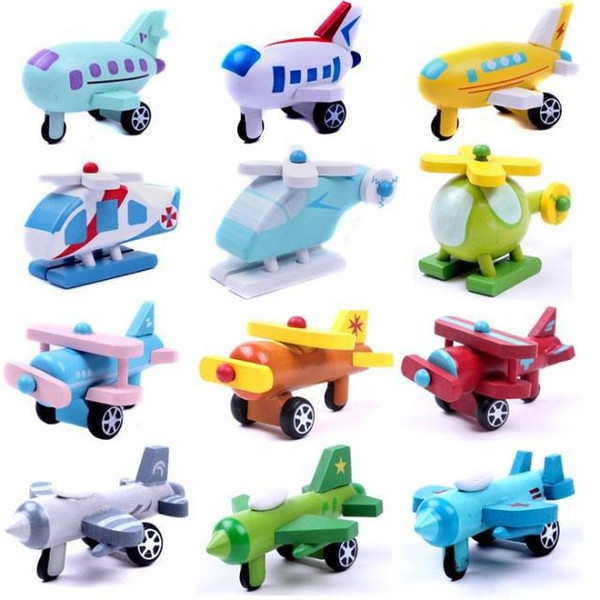 12pcs/lot Wooden Mini Modle Kit Aircraft Airplane Helicopters Airliner Fighter Jets Children's Gifts