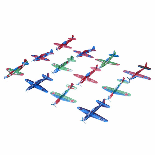 12Pcs DIY Hand Throw Flying Glider Planes Foam Aeroplane Model Party Bag Fillers Flying Glider Plane Toys For Children Kids Game