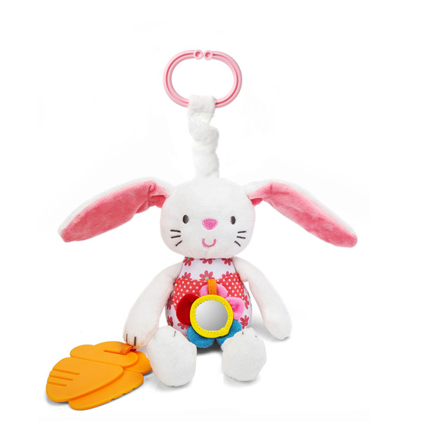 0+ Baby Toy Soft Rabbit Bunny Plush Doll Baby Crib Bed Hanging Animal Toy Teether Multifunction Doll Kids Toy