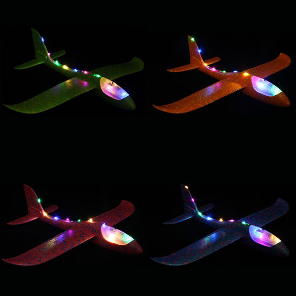 Led Light EPP Foam Hand Throwing Airplane Model Launch Glider Flying Plane Aircraft Cyclotron Kids Flying Toy Best Gift Flashing Outdoor