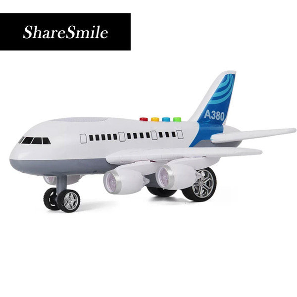 Children Aircraft model brilliant light storytelling airplane inertial power puzzle early education kids toy model decoration