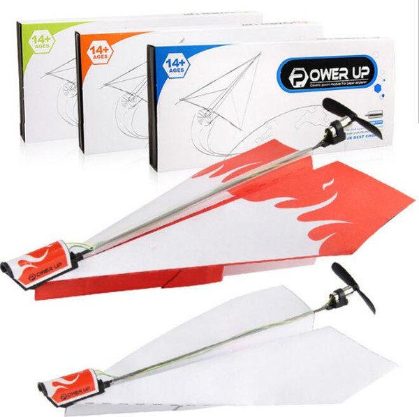 New Motor Electric Power Up Paper Plane Chidren DIY Educational Folding Power Plane Parent-child Toys Plane