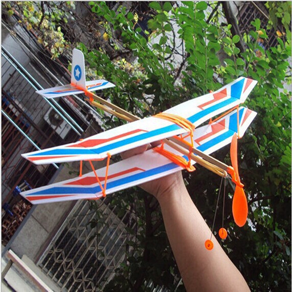 2018 New Rubber Band Airplane DIY Powered Glider Plane Assembly Model Novelty Aircraft