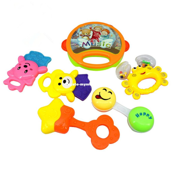 6pcs/set Kids Funny Bed Toys Baby Rattles Plastic Hand Shake Bell Ring Children Early Learning Educational Toys