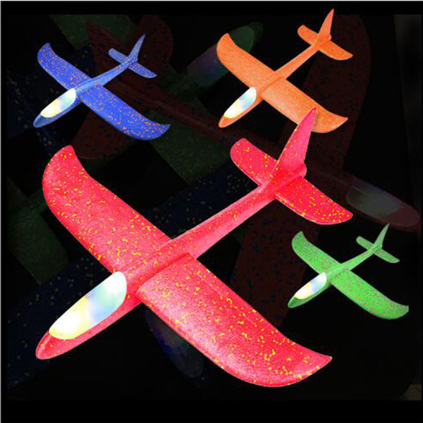 Led Lamp EPP Foam Hand Throwing Airplane Model Launch Glider Plane Aircraft Cyclotron Kids Flying Toy Best Gift Flashing Outdoor