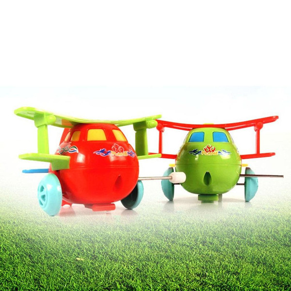 Baby Kids Clockwork Toys Cartoon Plastic Airplane Model Wind Up Toys Running Clockwork Spring Toys for Children Gift