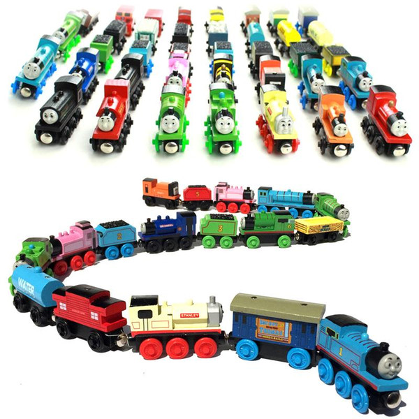 Wooden Small Trains Cartoon Toys 70 Styles Trains Kids Toys Wooden Engines & Train Cars Cartoon Collection Compatible 70 Pcs Railway Trains