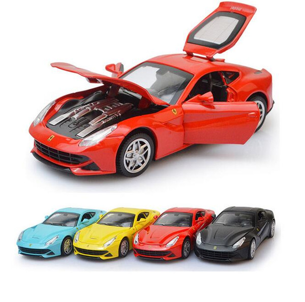 3pcs/lot F12 Pull Back Simulation Sport Car Model 1:32 Autos a Escala Acousto-optic Diecast Metal Vehicles Boys Favourite Aolly Car Toys