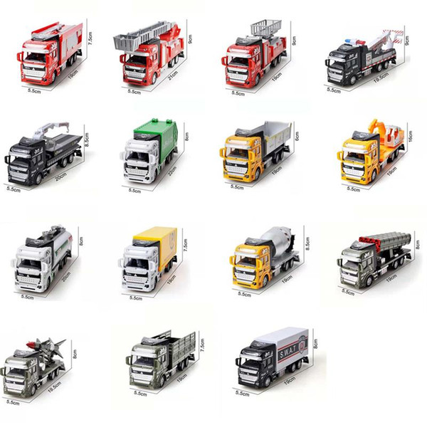 Alloy Front Pull Back Truck City Series Cars Model Toys Fire rescue military transport urban engineering vehicles