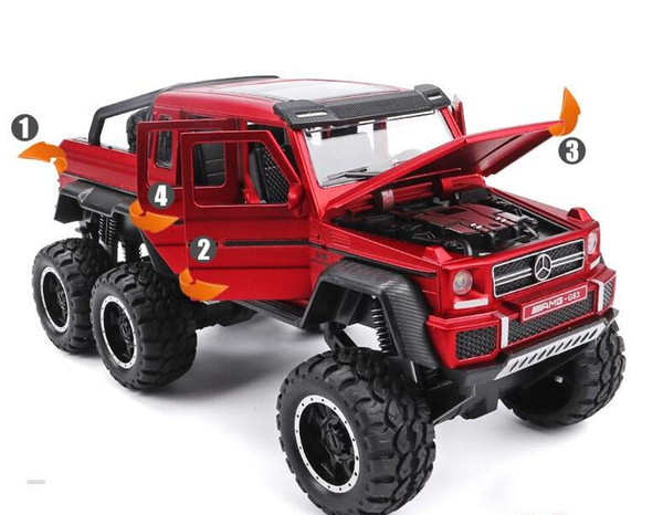 Alloy Model 1:32 of Daben G63 Off-road Vehicle Alloy body six-door open six-wheel belt shock absorber with acoustooptic