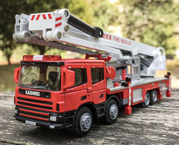 1:50 Alloy Engineering Vehicles,high Simulation Fire Truck,fire Ladder,climbing Car,children's Educational Toys,free Shipping J190525