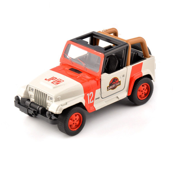 Cheap Kids Toys 1/32 Alloy Diecast Jeep Wrangler Jurassic Park 1/32 Scale Orange/white Diecast Car Model Toys Children Gift J190525