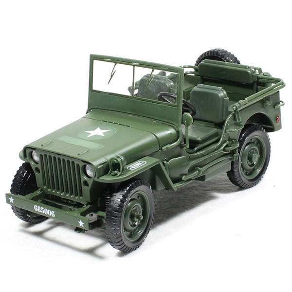 Alloy Diecast 1:18 For Jeep Military Tactics Car Model Opening Hood Panels To Reveal The Engine For Children Gift Toys J190525