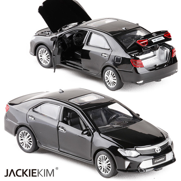 New 1:32 Scale Toyota Camry Metal Alloy Diecast Car Model Miniature Model With Pull Back Sound Light Model For Children Car Toys J190525