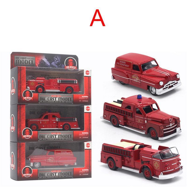 1:43 3pcs/box Retro Fire Truck Alloy Model Children's Pull-back Toy Car Alloy Model Simulation Alloy Toy Car Children Gifts J190525